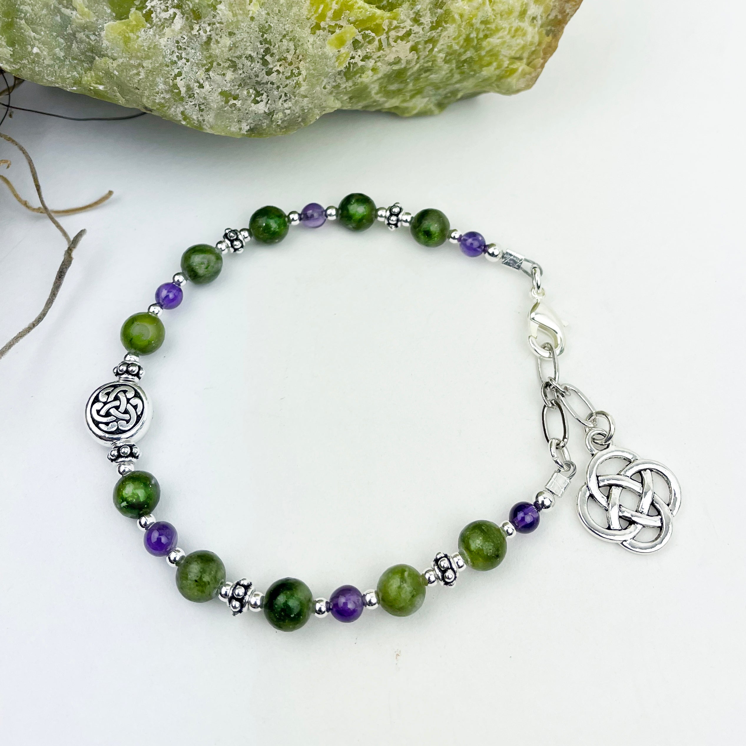 Connemara Marble and Amethyst Gemstone Bracelet