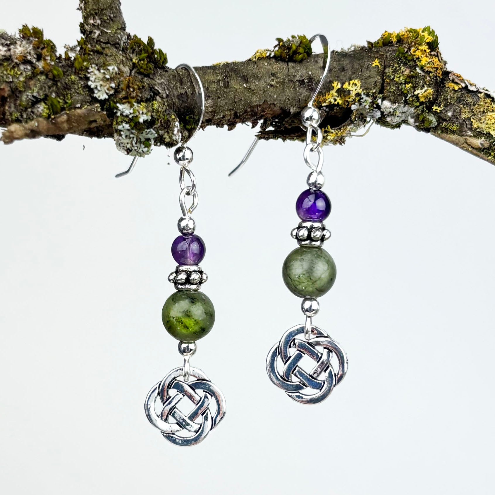 Amethyst and Connemara Marble with Round Celtic Knot