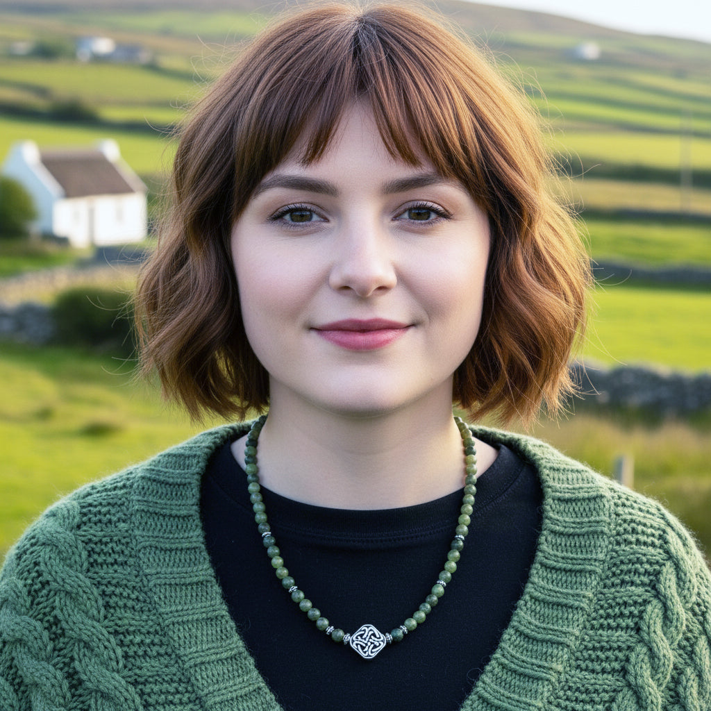 Quad Knot with Connemara Marble Necklace