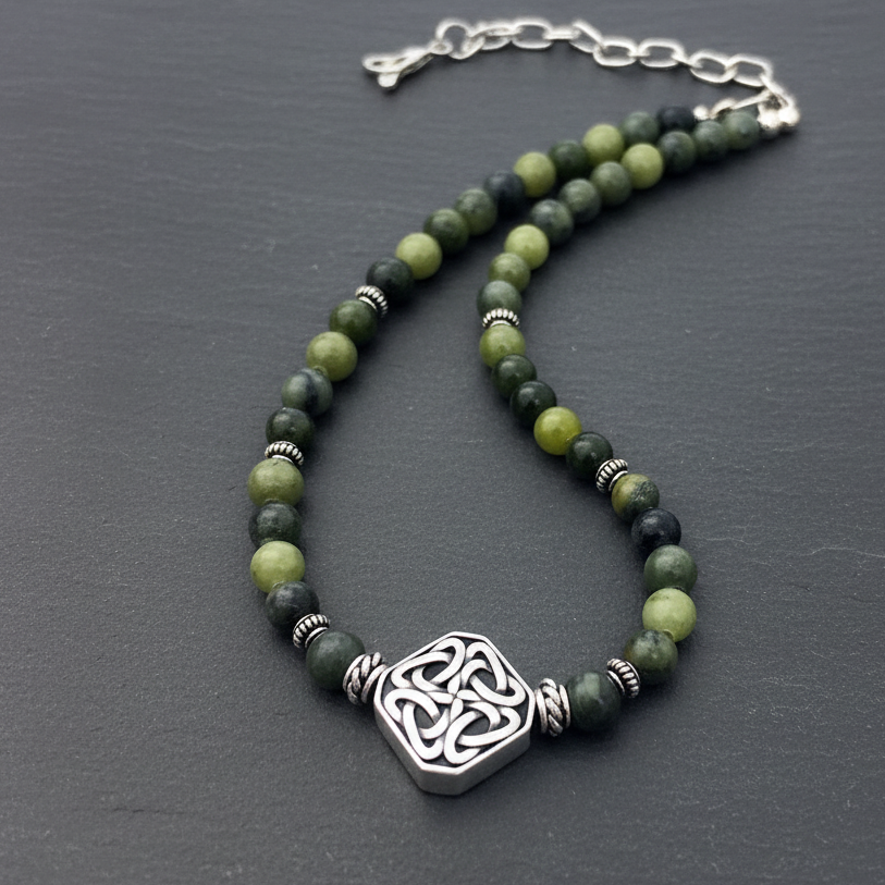 Quad Knot with Connemara Marble Necklace