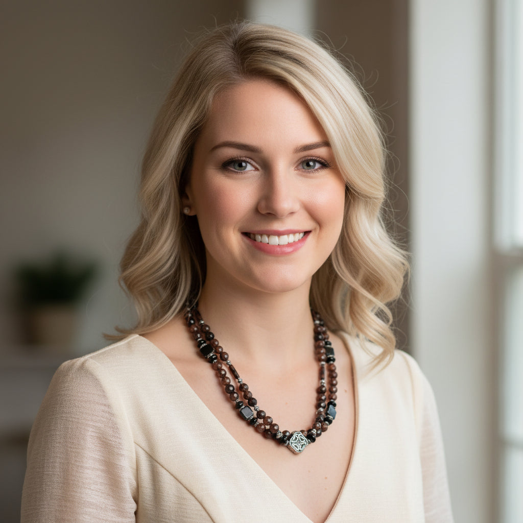Mahogany Obsidian and Black Onyx with Celtic Knot Necklace