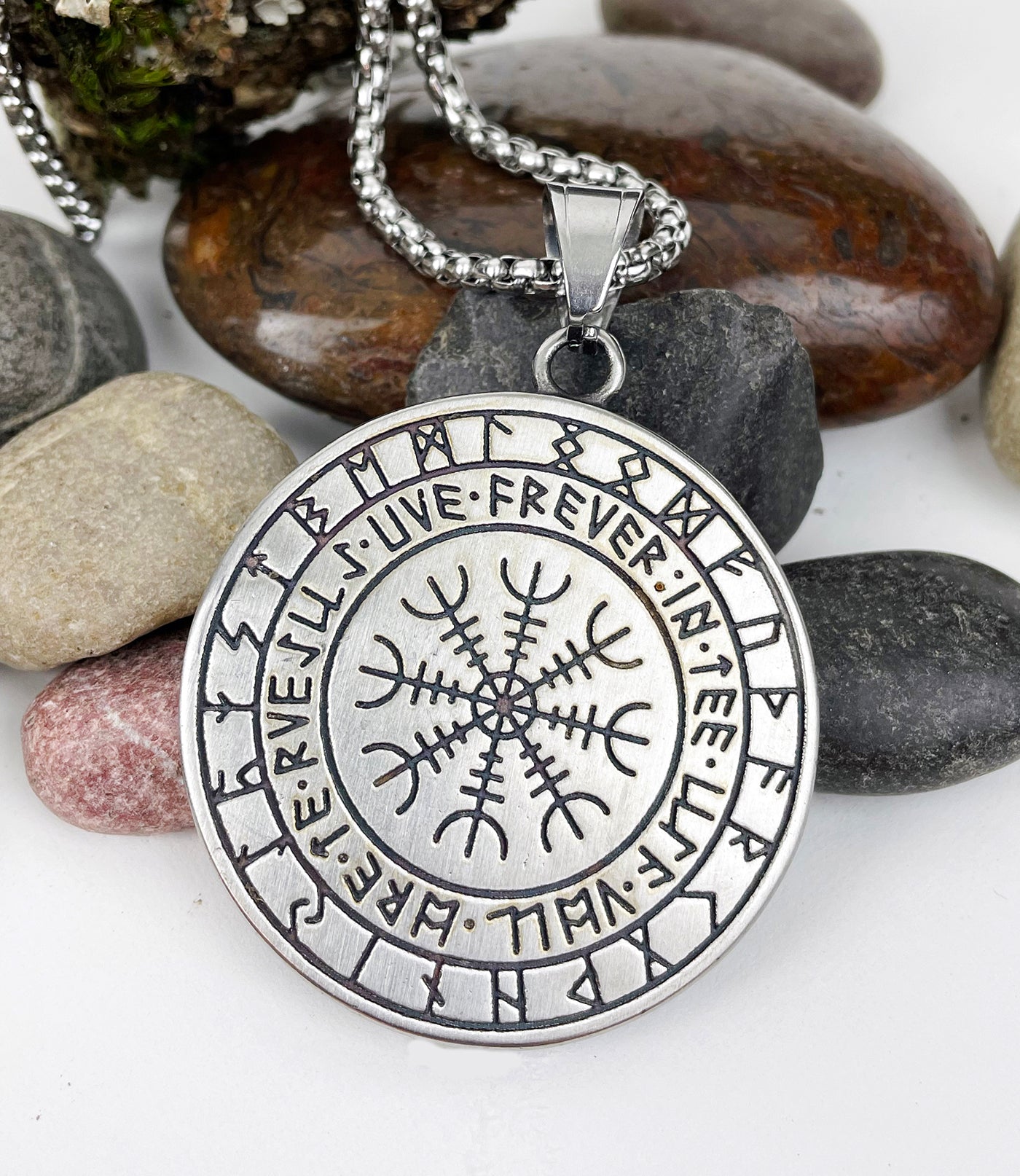 Wolfhound Wolf Encircled with Runes with Gold details Pendant