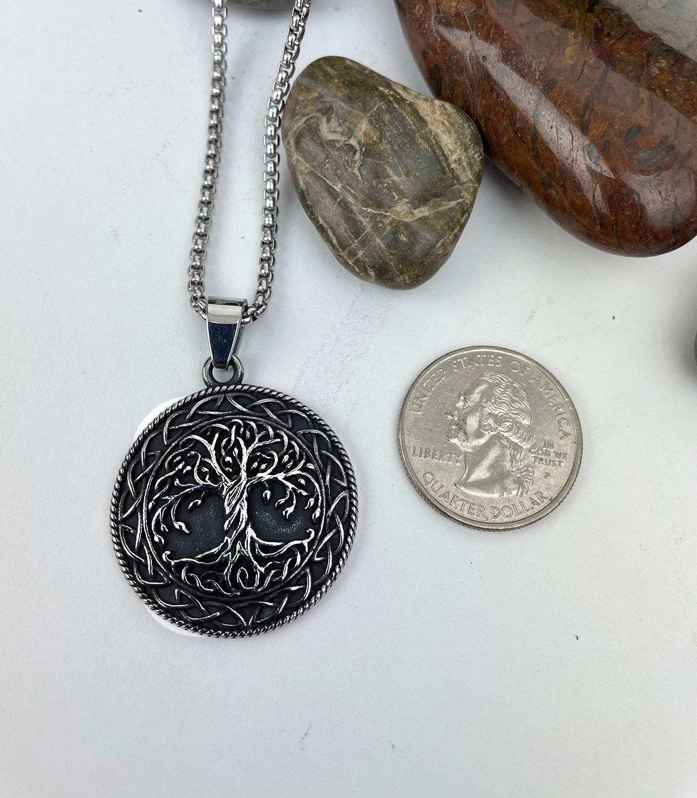 Deep Forest Tree of Life Pendant in Stainless Steel