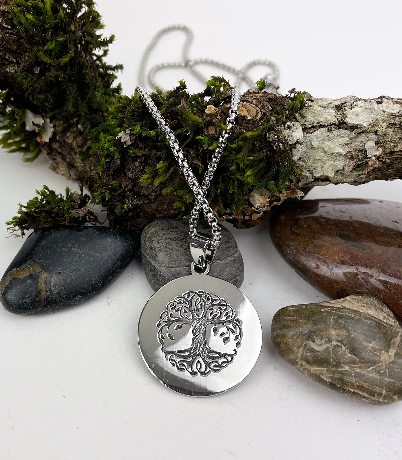 Deep Forest Tree of Life Pendant in Stainless Steel