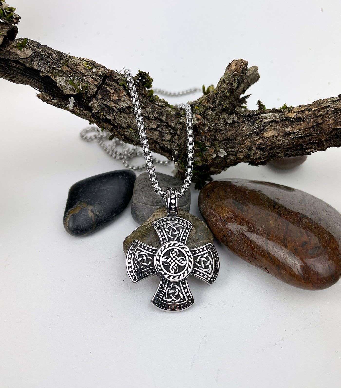 Celtic Cross with Trinity Knot Stainless Steel Pendant