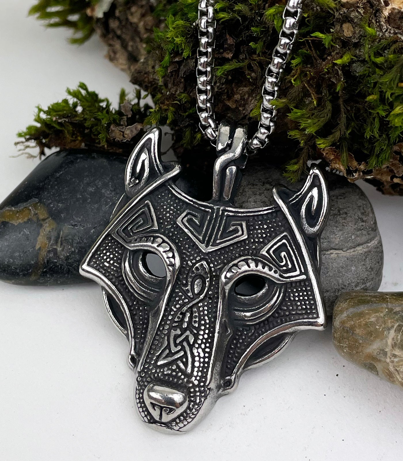 Celtic Wolf Head Stainless Steel Pendant