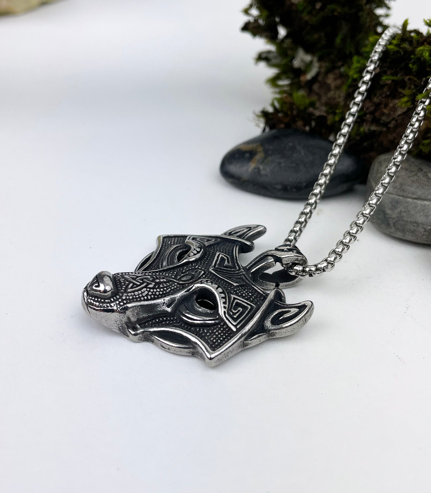 Celtic Wolf Head Stainless Steel Pendant