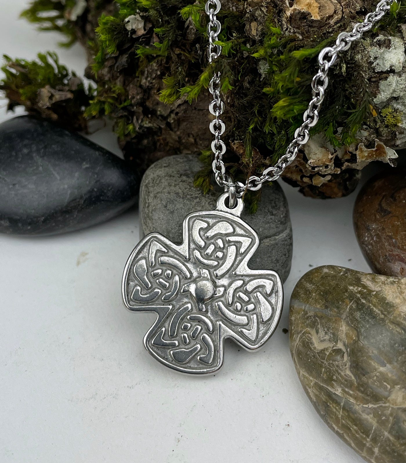 Four-armed Celtic Knot Cross Stainless Steel Pendant