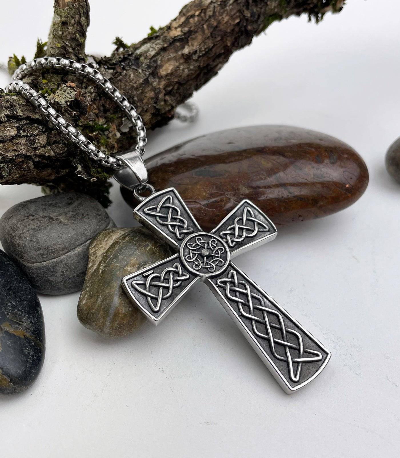 Large Celtic Knot Cross Stainless Steel Pendant