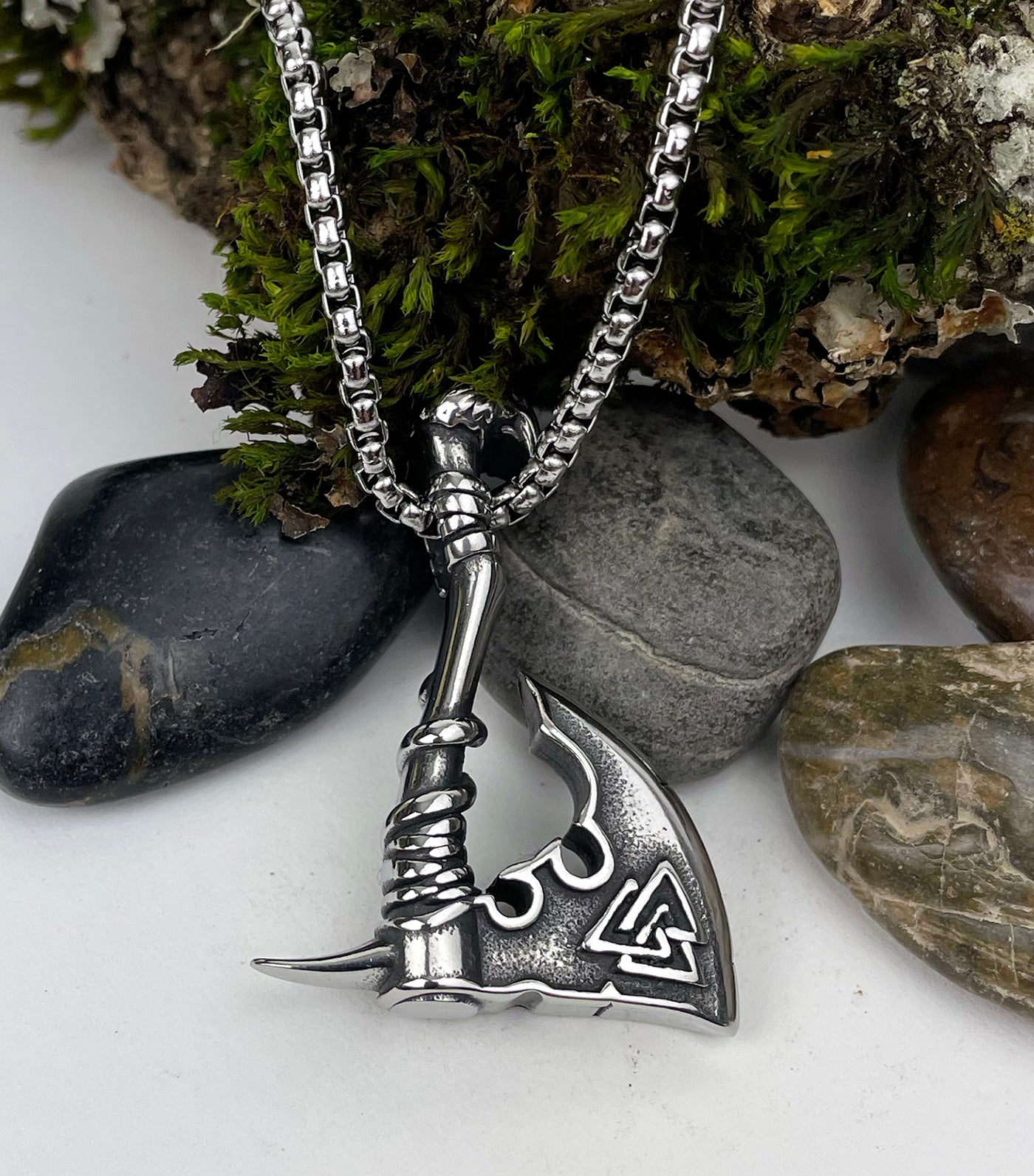 Axe of Forseti with Valknut Stainless Steel Pendant