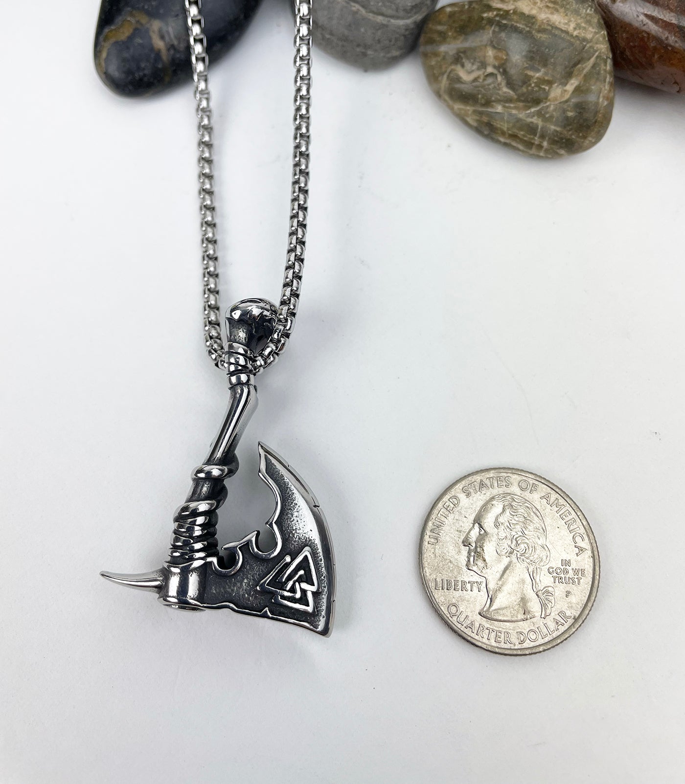 Axe of Forseti with Valknut Stainless Steel Pendant