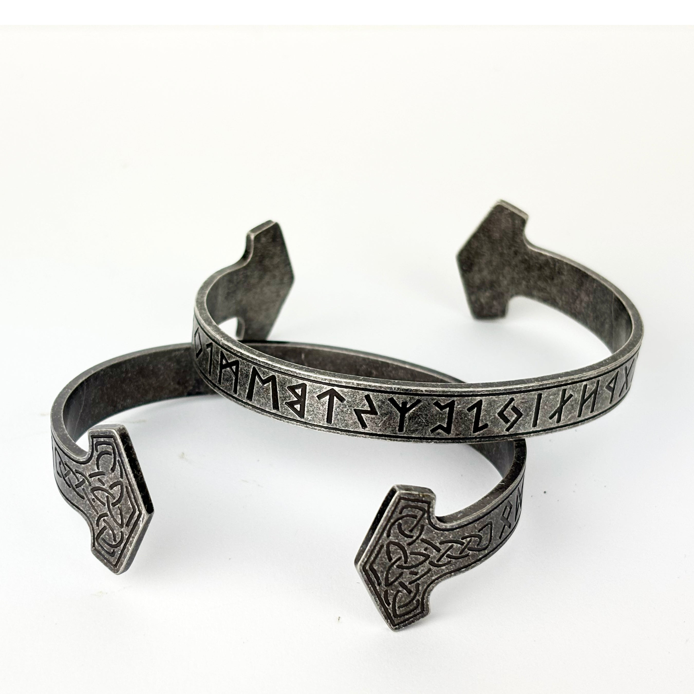 Ancient Weathered Torc Men's Bracelet with Rune Symbols
