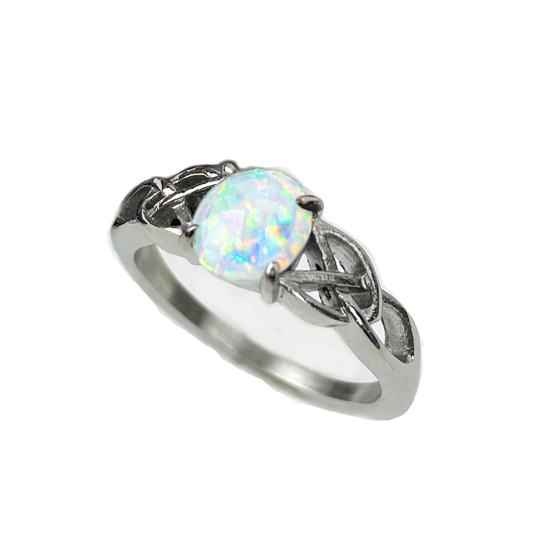 Woman's Celtic Knots with Opal Stone Ring