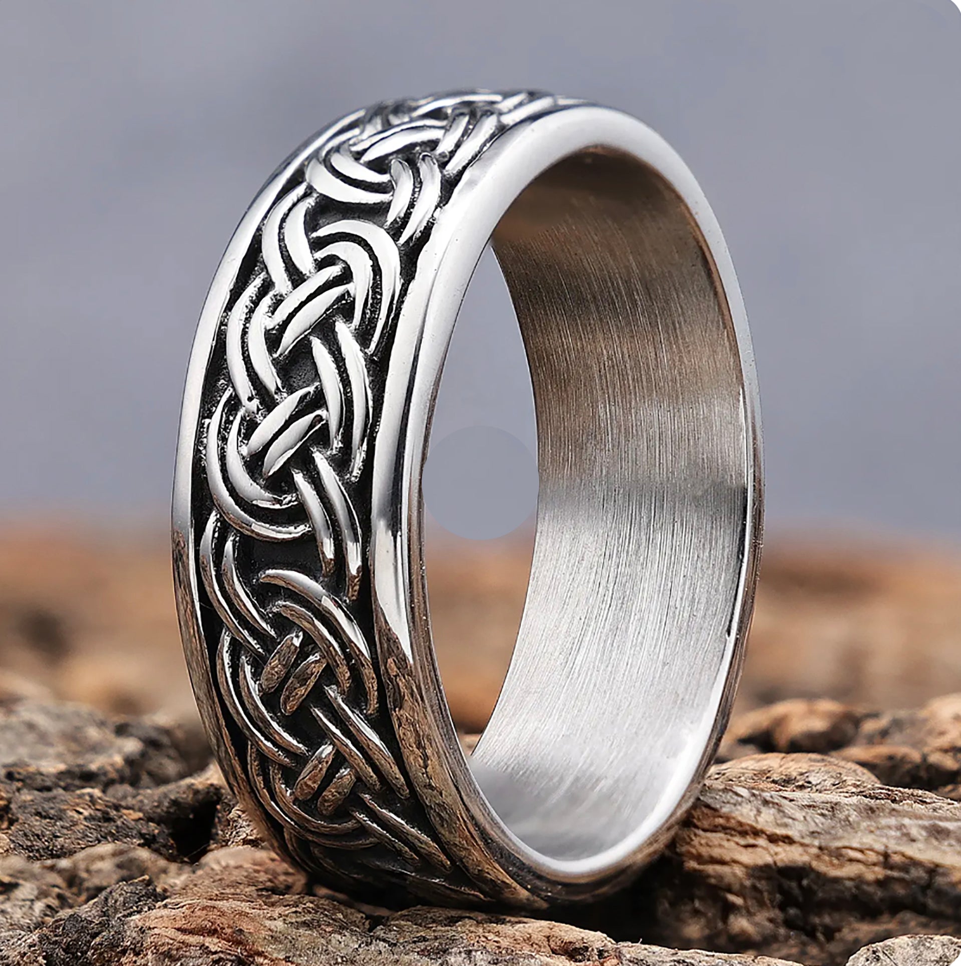 Double Celtic Knot Band Ring