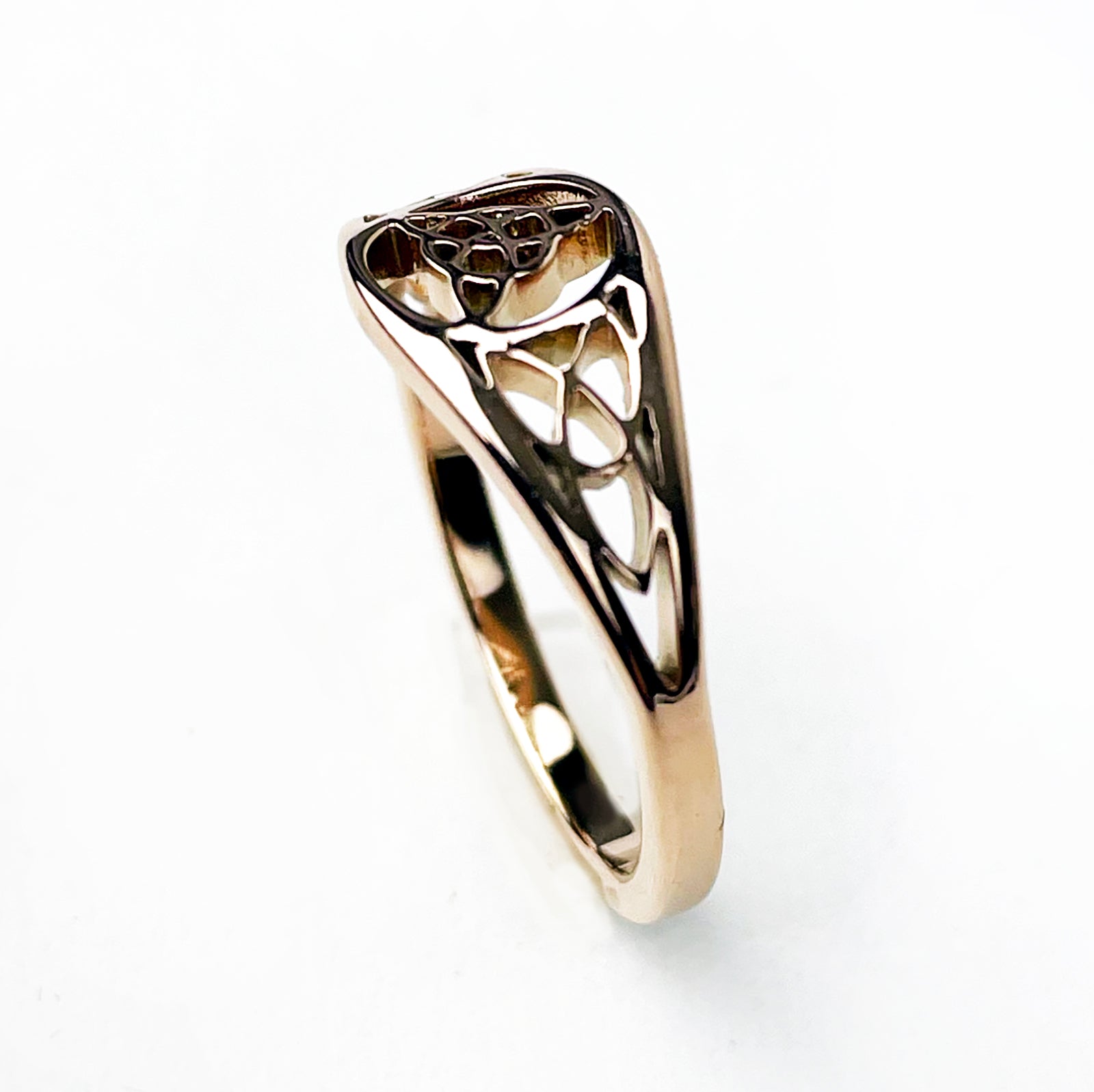 Woman's Fancy Trinity Knot Ring in Rose Gold Stainless Steel