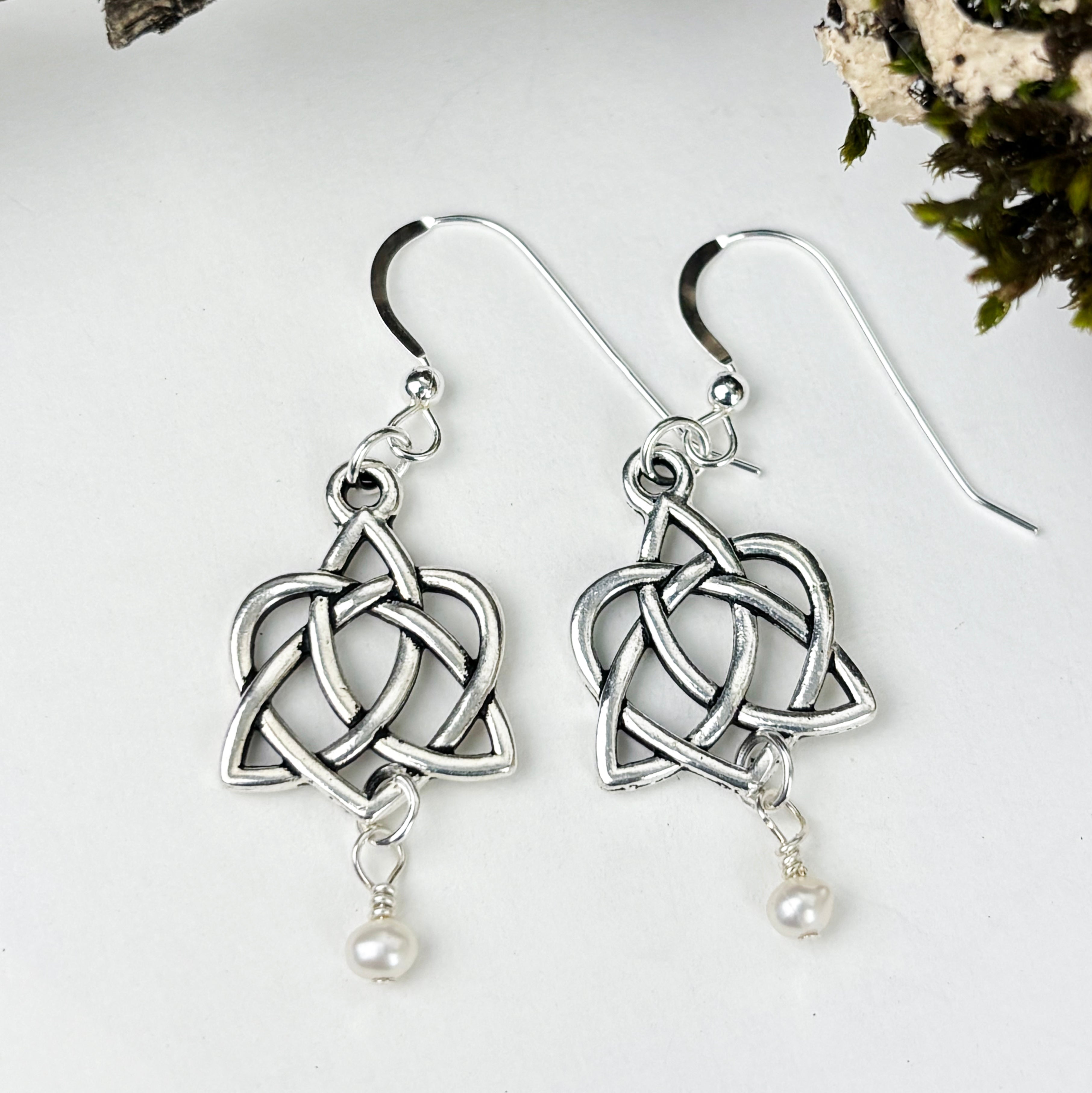 Freshwater Pearls with the Trinity Knot with intertwined heart.
