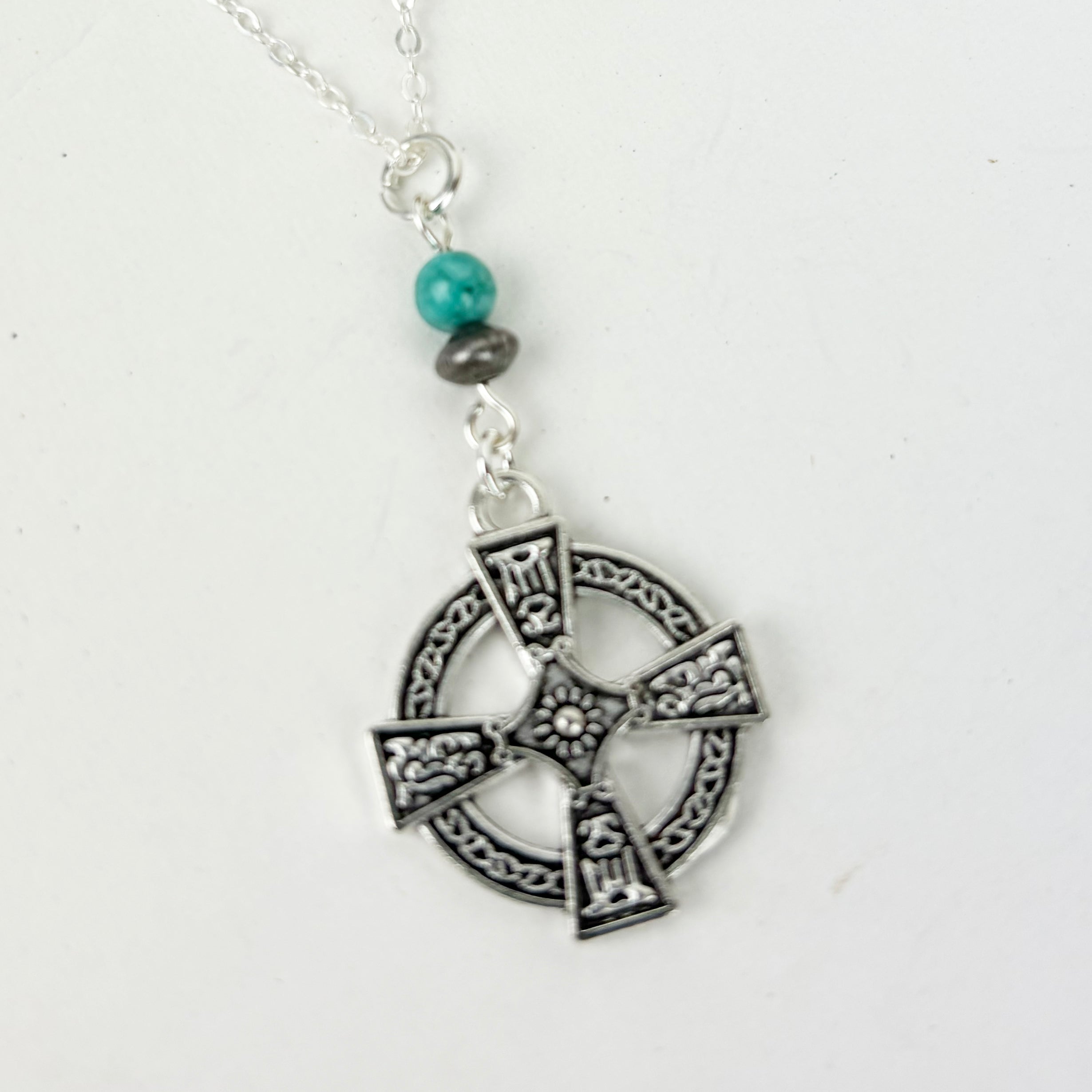 Turquoise and Square Celtic Cross
