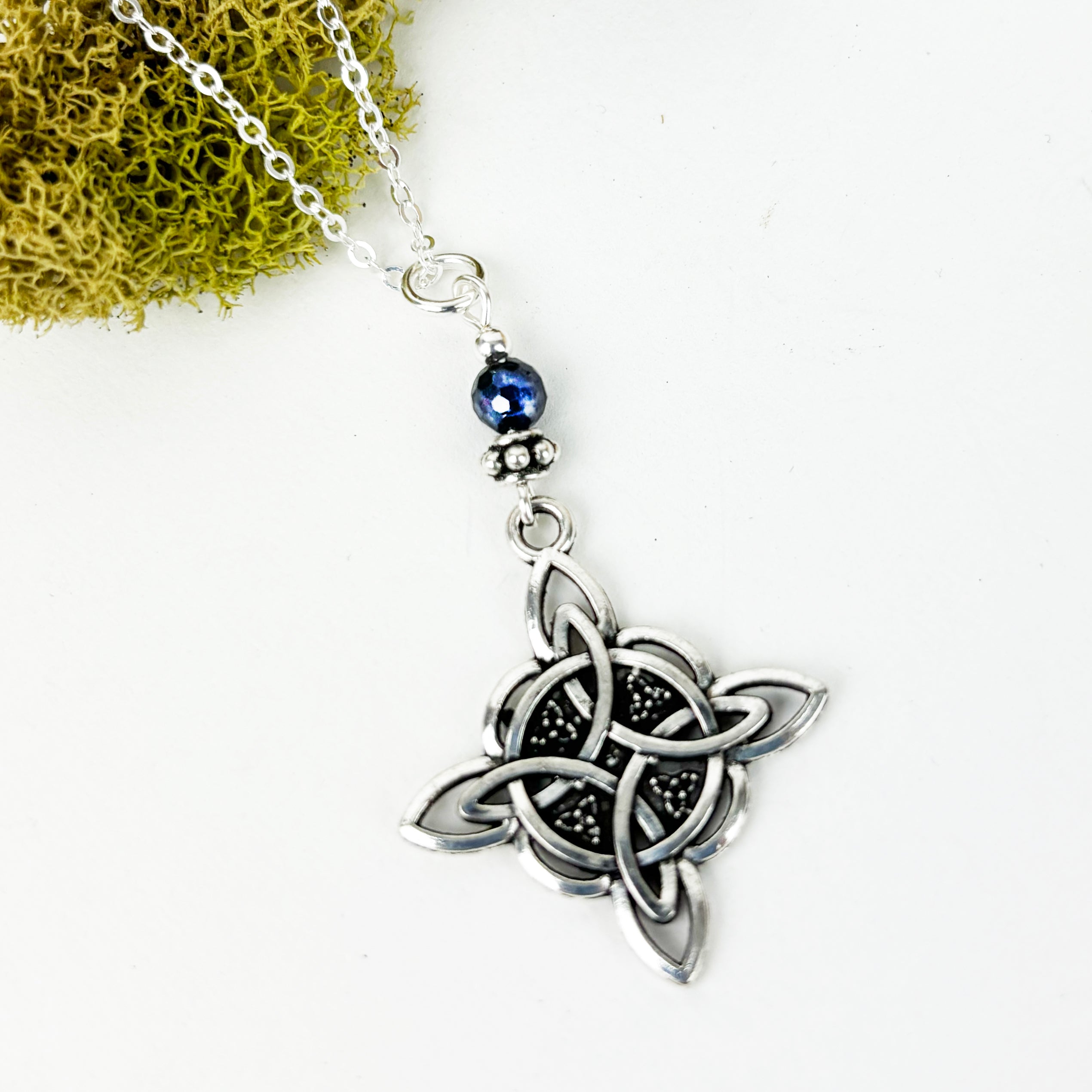Starry Night Celtic Diamond Knot with Sapphire Gemstone