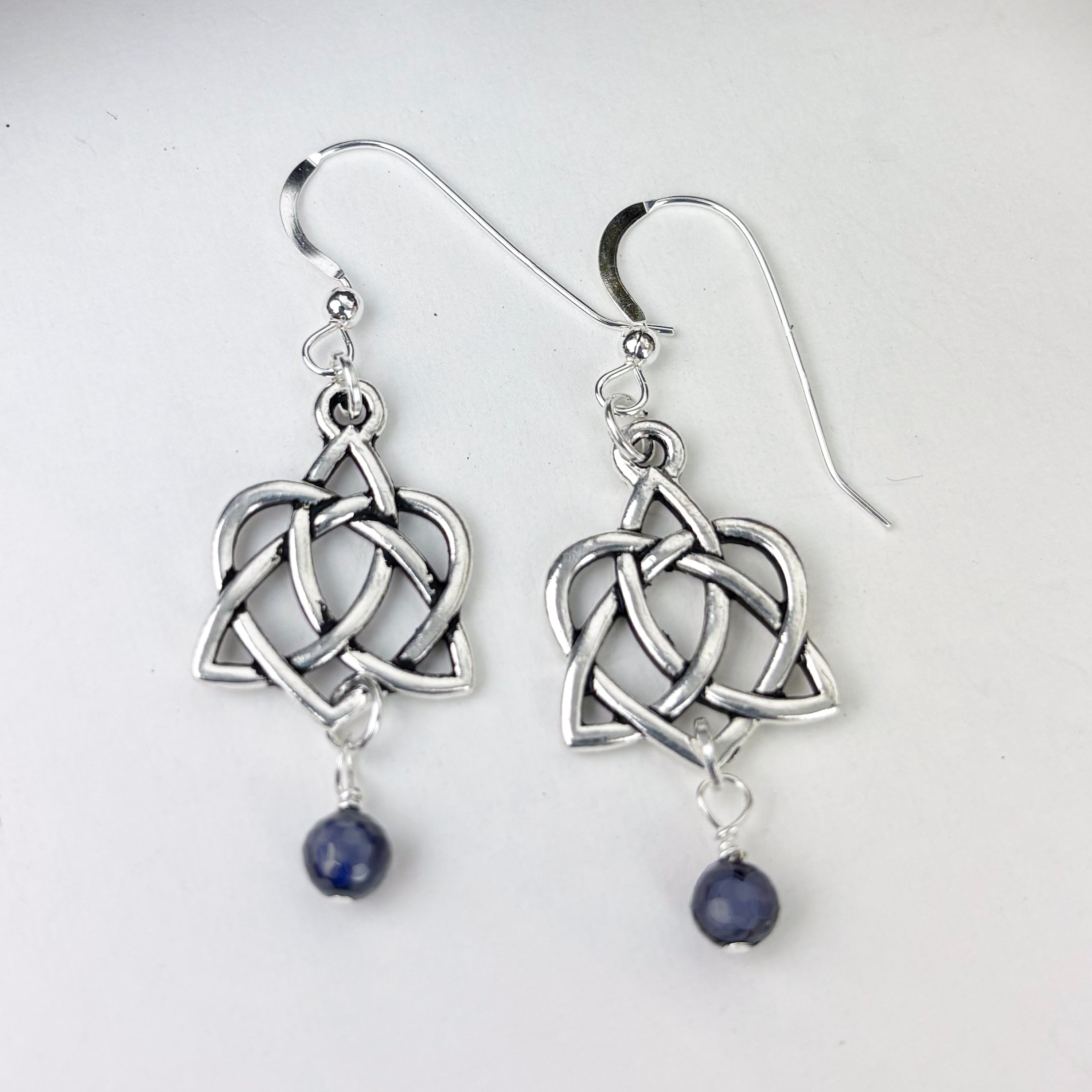 Sapphire Gemstone Celtic knot with Intwined Heart