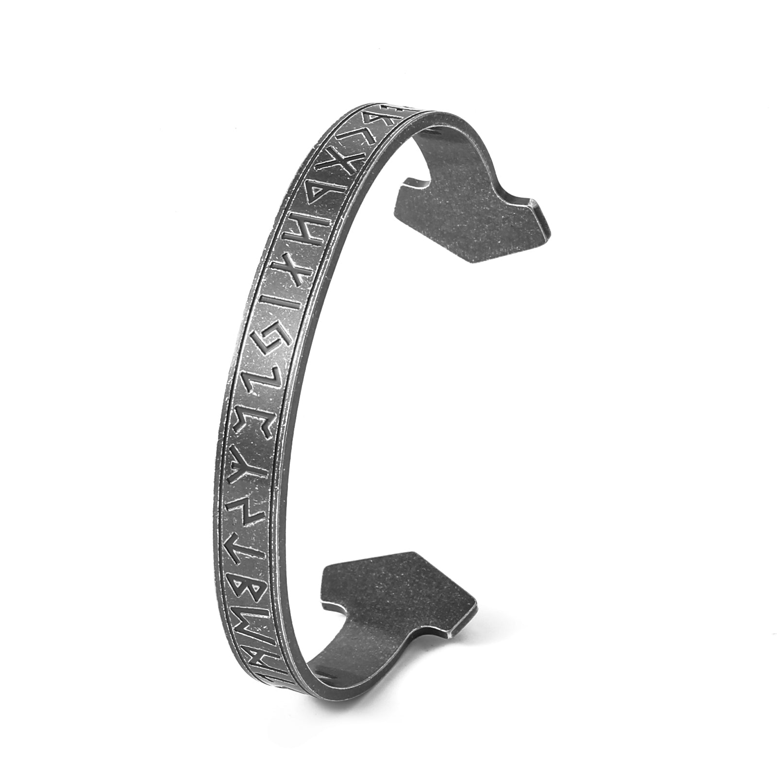 Ancient Weathered Torc Men's Bracelet with Rune Symbols