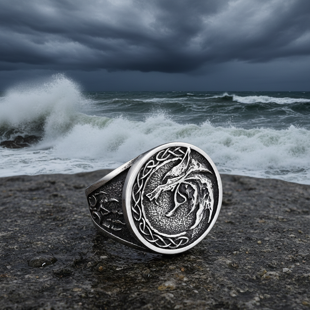 Celtic Wolf with Celtic Knots Ring