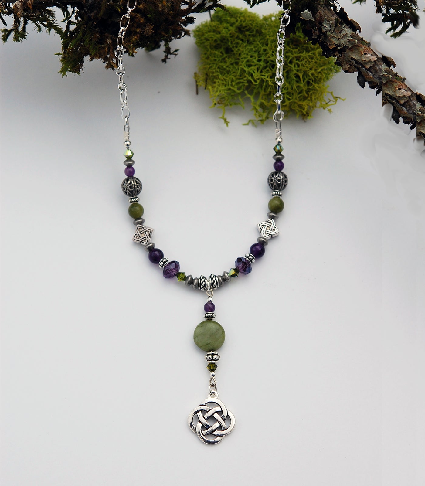 Amethyst and Connemara with Celtic Knot Center Drop