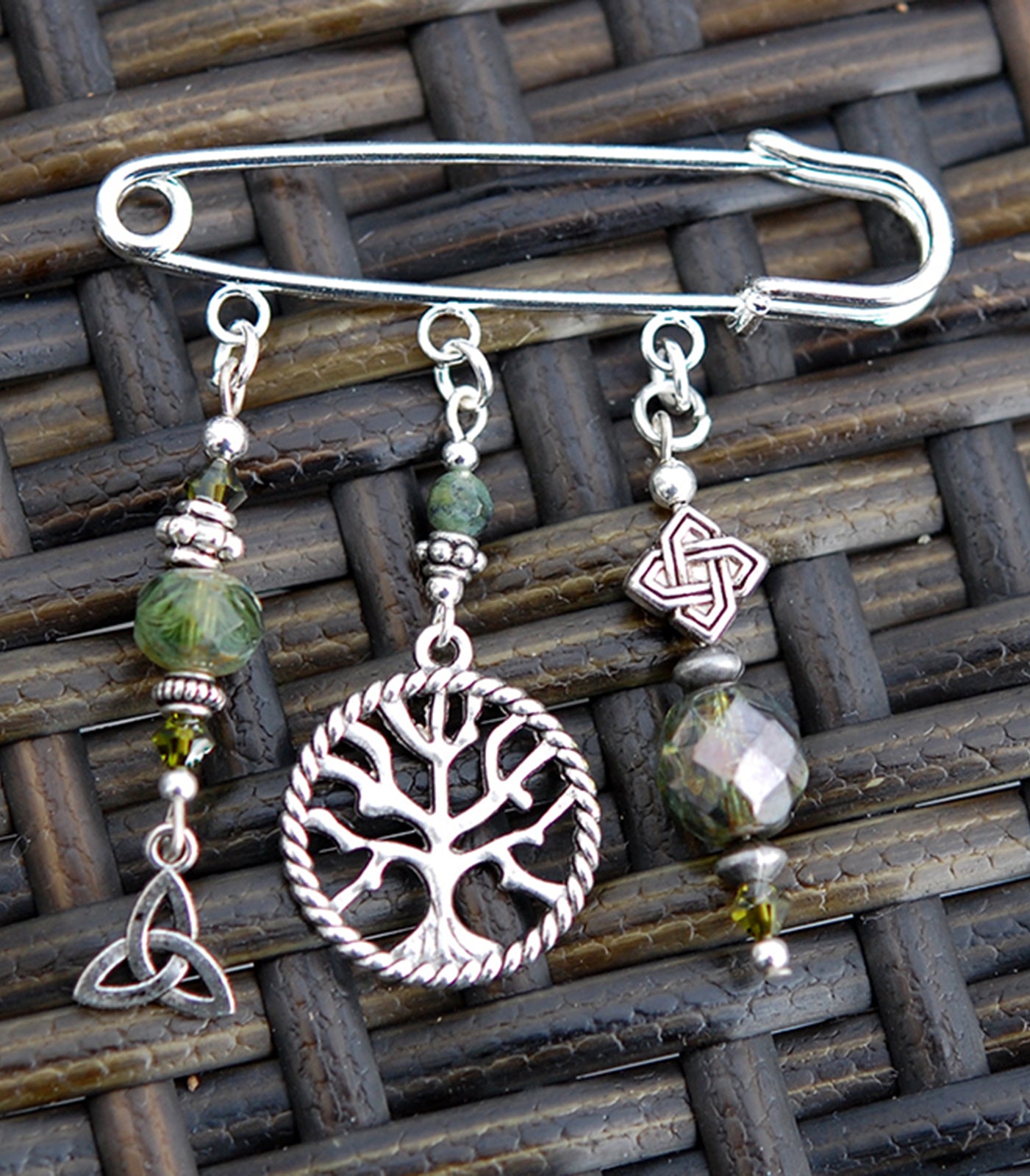 Tree of Life with Moss Jade Pin