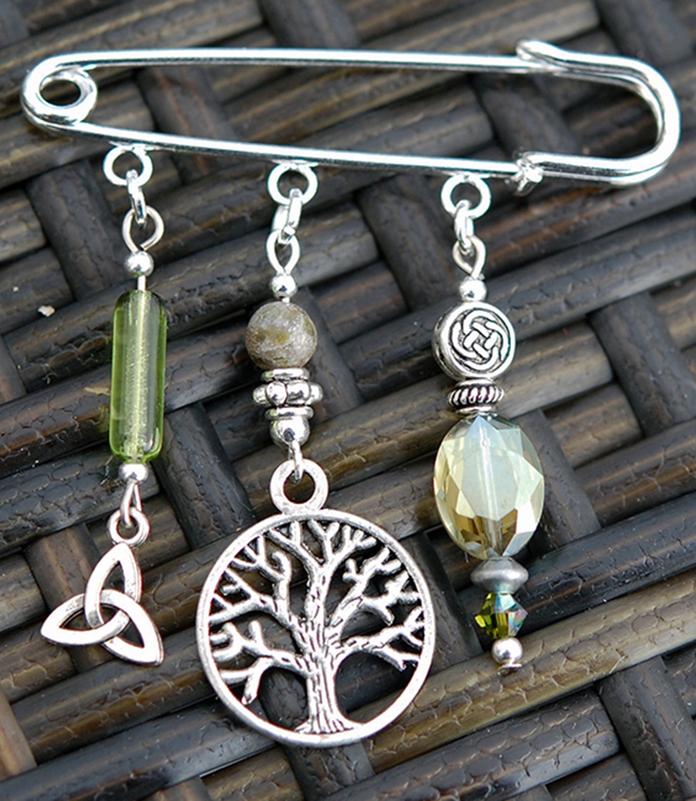 Tree of Life with Connemara Marble Pin