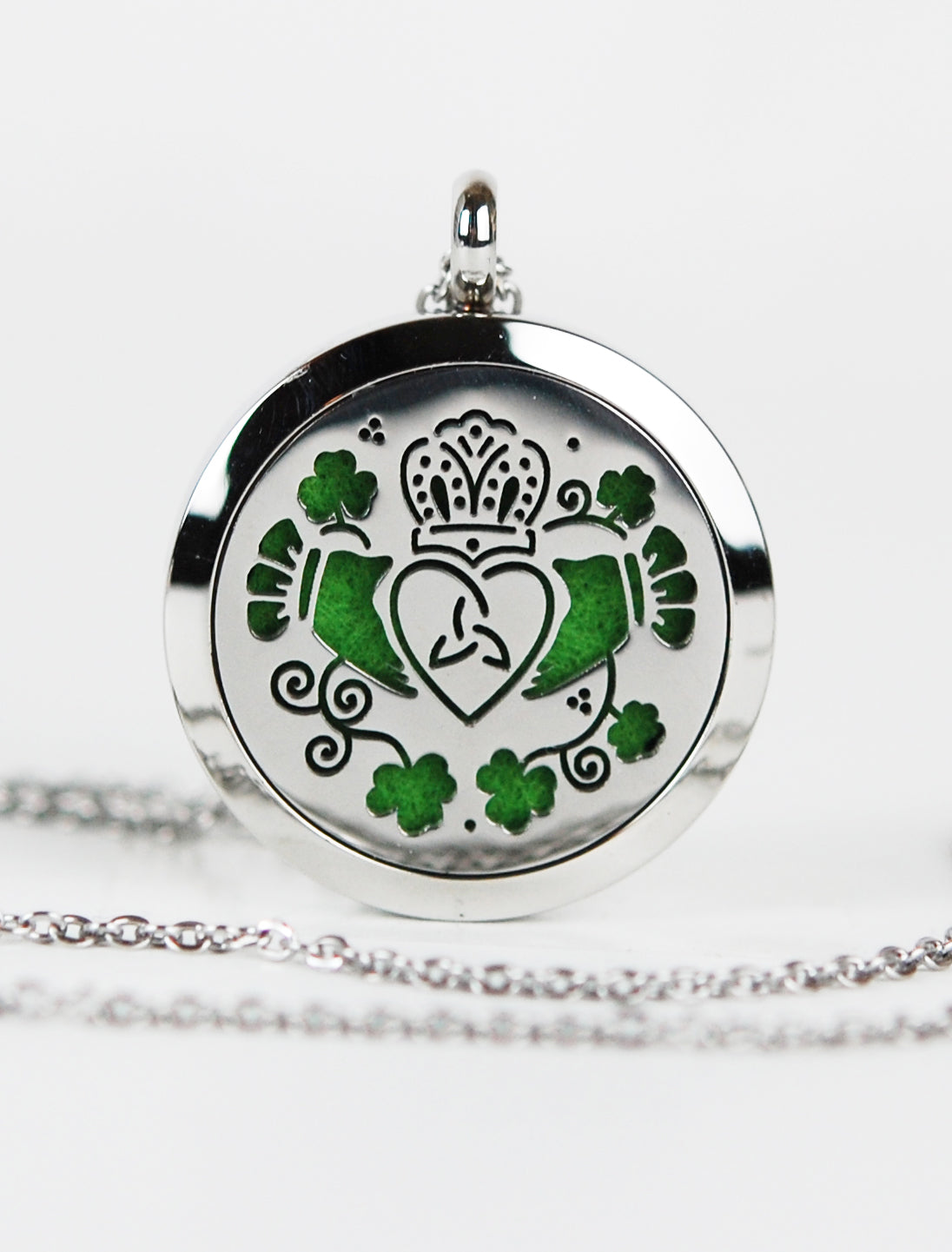 Irish Claddagh & Shamrocks Aromatherapy Pendant