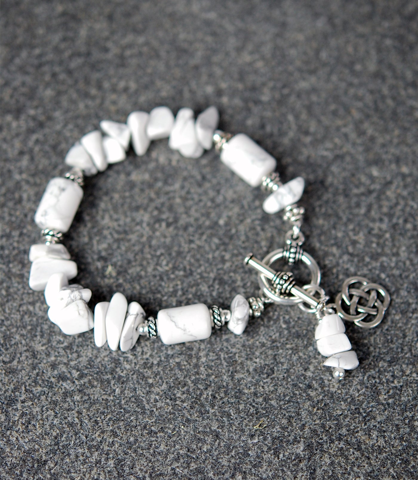 Howlite with Celtic Knots Toggle Bracelet