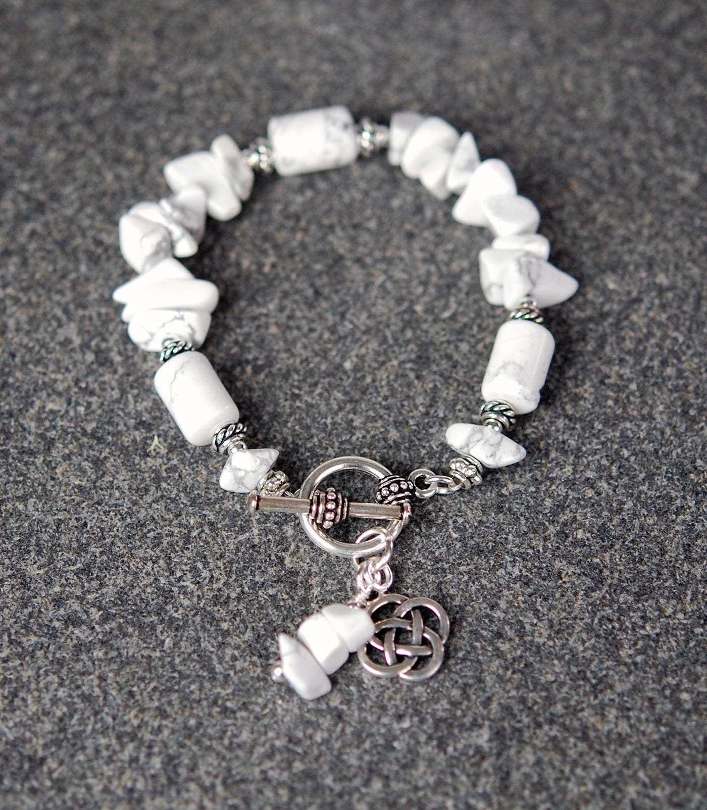 Howlite with Celtic Knots Toggle Bracelet