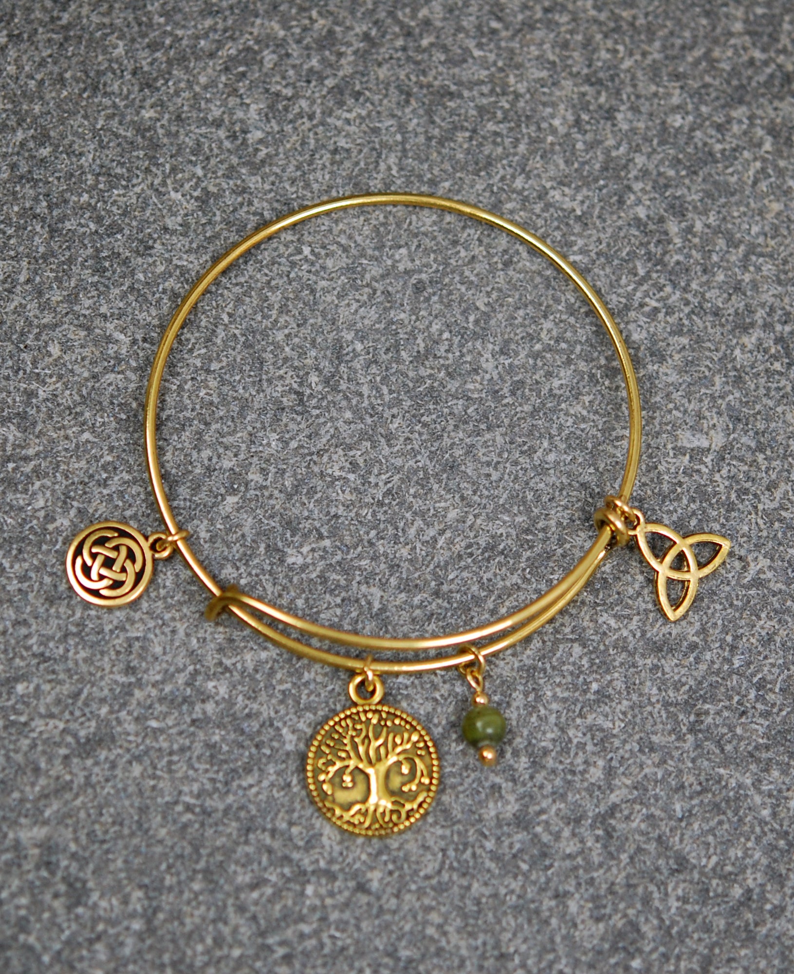 Connemara Marble Wire Bracelet with Tree of Life