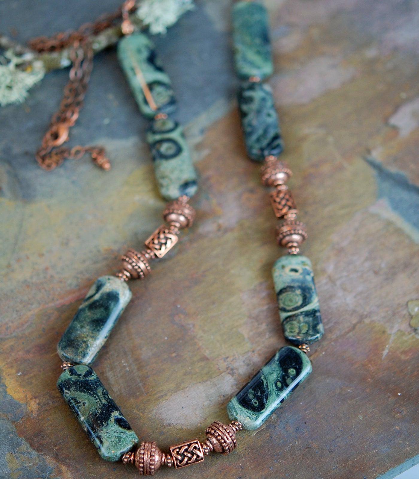 Green Kambaba Jasper with Copper