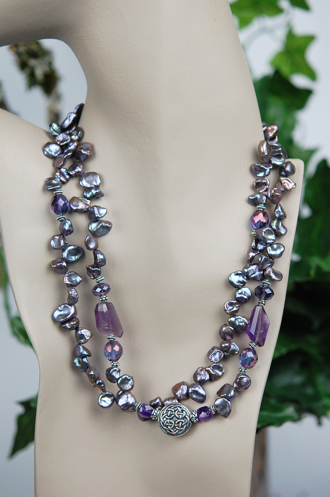 Double-strand Lavender Freshwater Pearls and Amethyst Gemstones - RETIRED