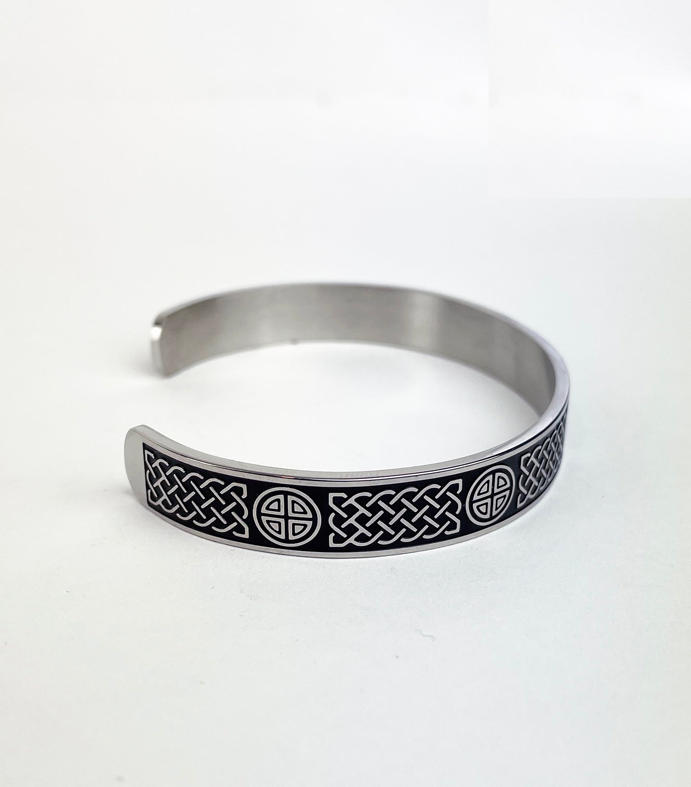 Men's Cuff Bracelet with Rectangle and Round Celtic Knots