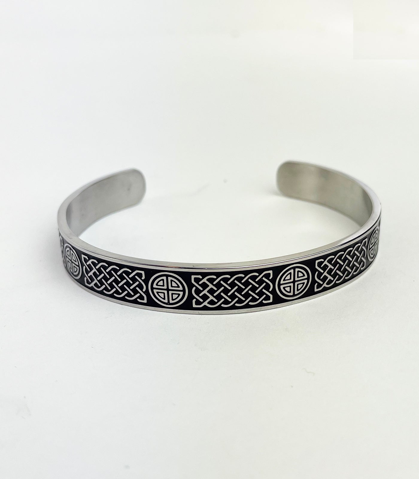 Men's Cuff Bracelet with Rectangle and Round Celtic Knots