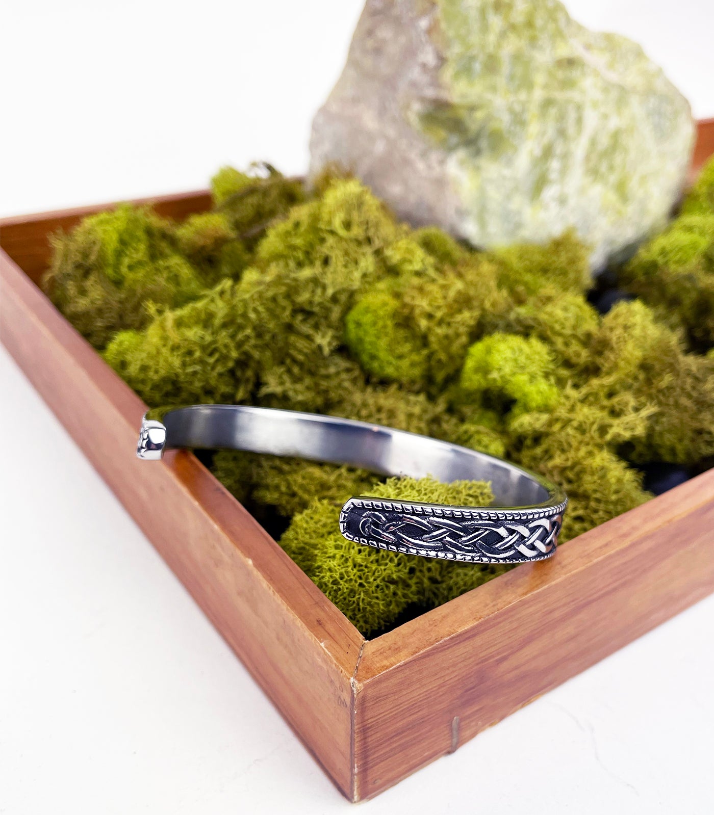 Men's Cuff Bracelet with Viking Valknut and Rune Symbols