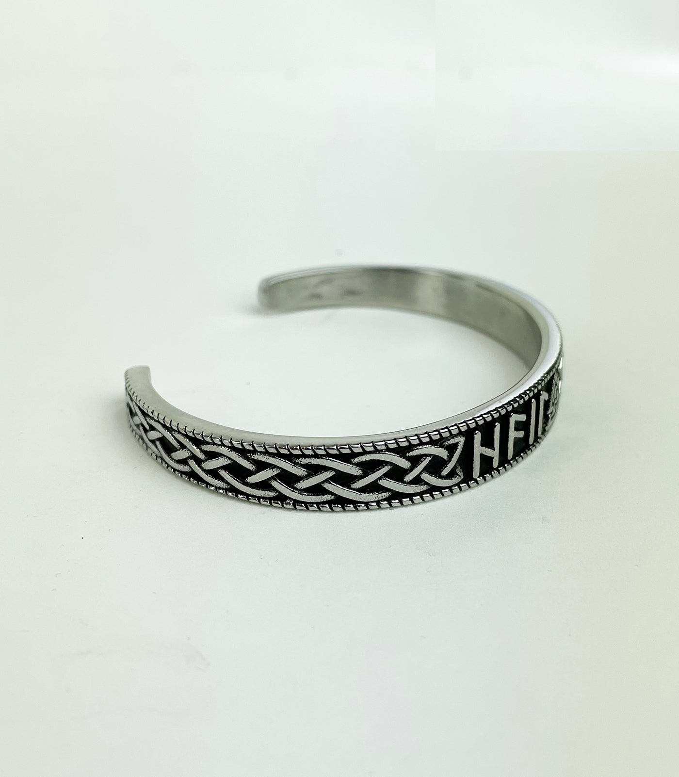 Men's Cuff Bracelet with Viking Valknut and Rune Symbols