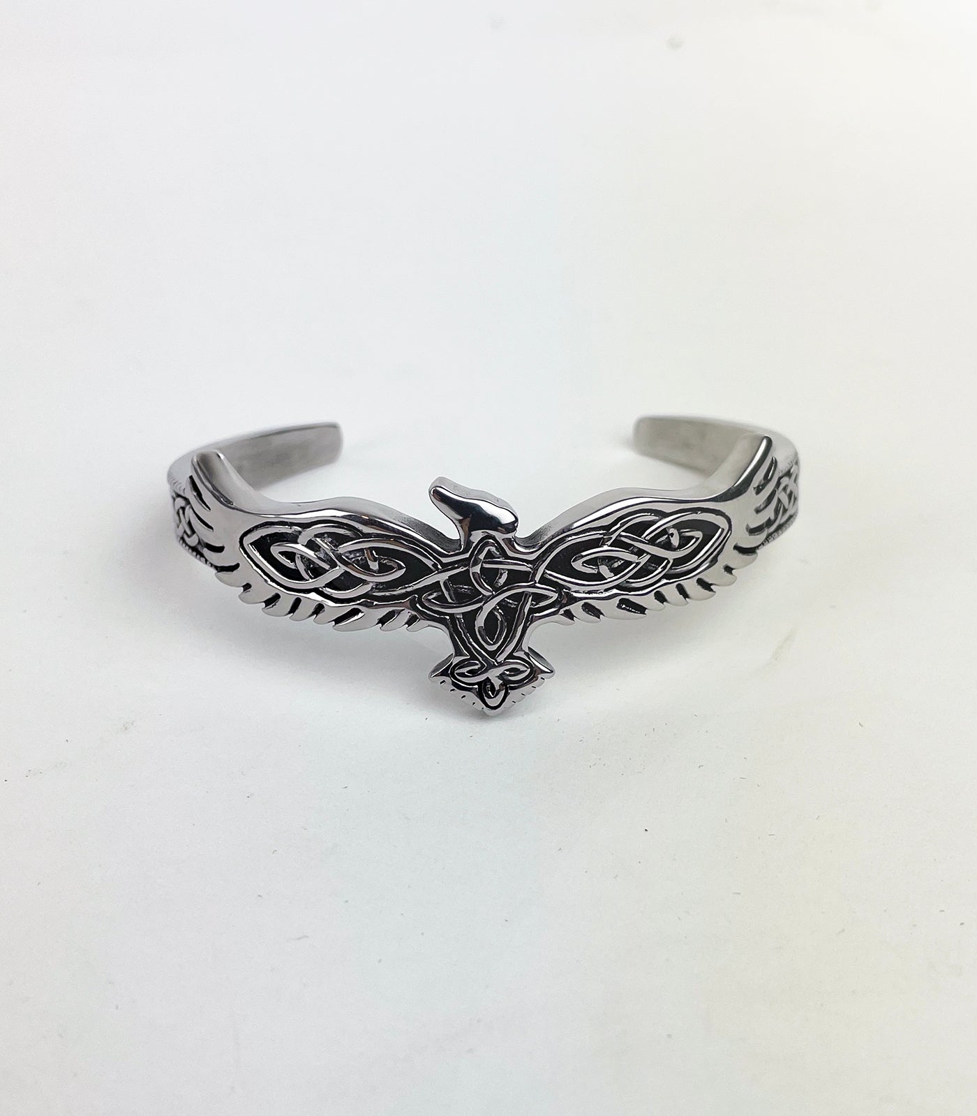 Raven in Flight Men's Stainless Steel Cuff Bracelet