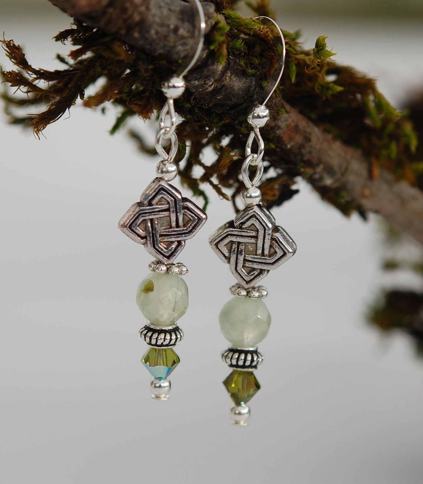 Winter's Dream Prehnite with Celtic Diamonds