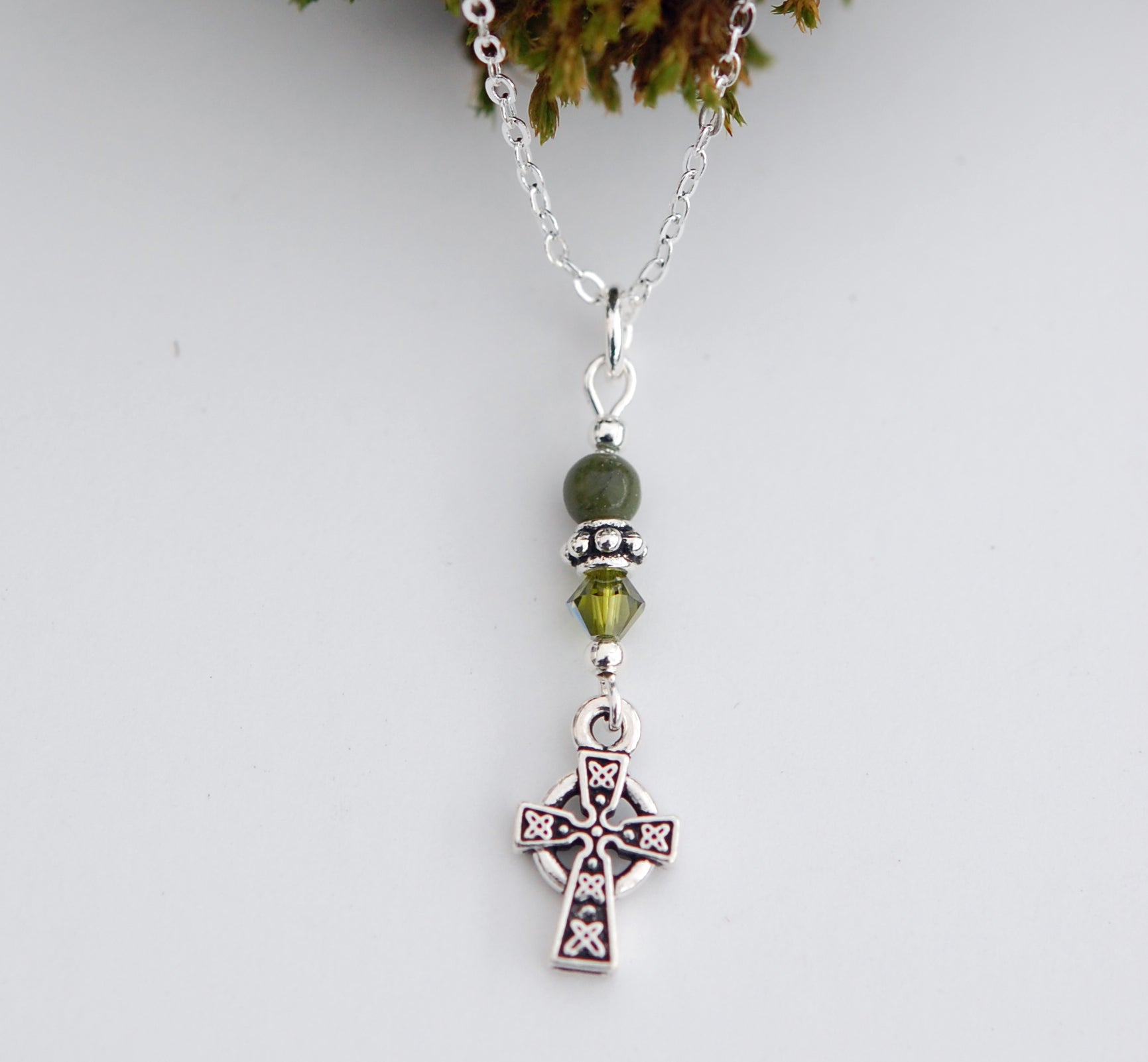 Celtic Cross with Connemara Marble