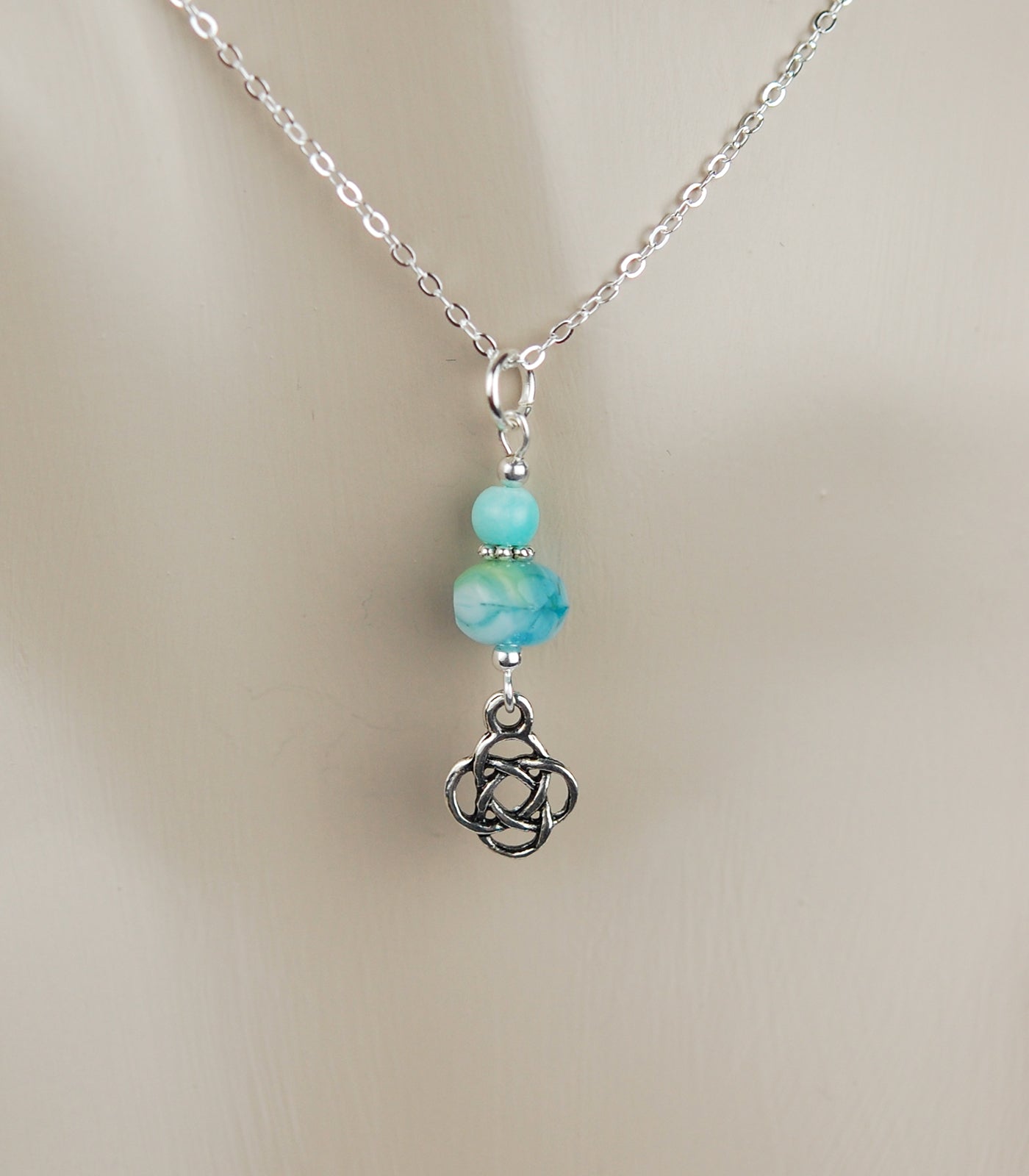 Amazonite and Rondelle Glass with Round Knot