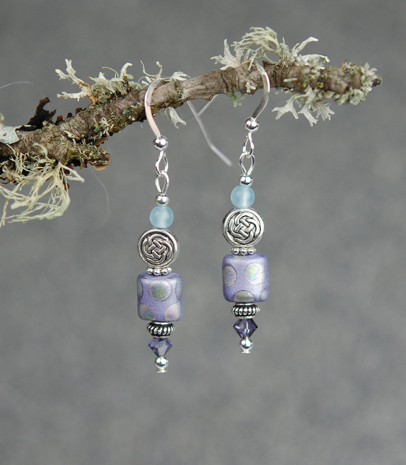 Lavender Quartz with Peacock Frosted Bead