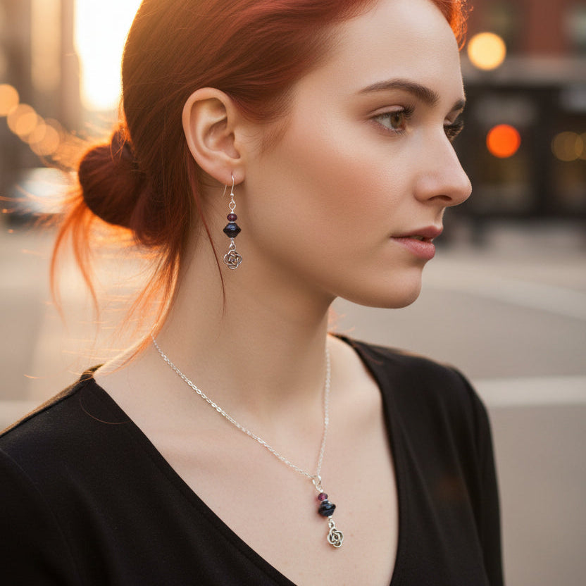 Rondelle Garnet with Saucer Bead