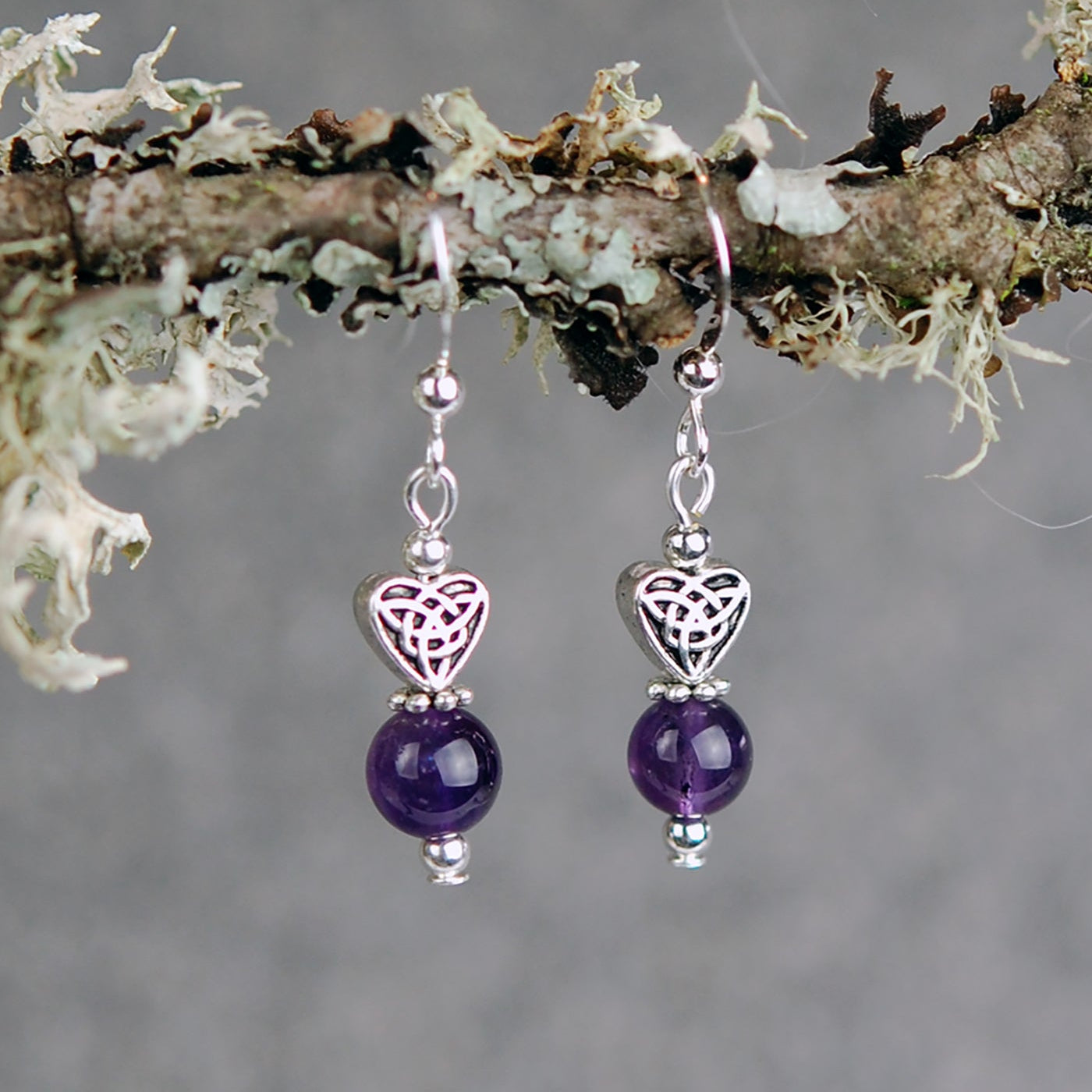 Amethyst Gemstones with Small Celtic Heart