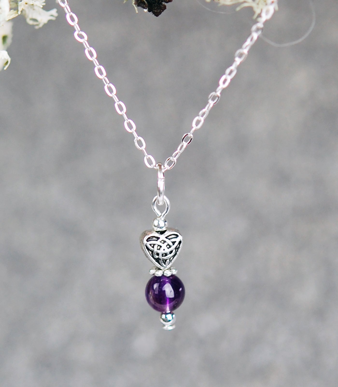 Amethyst Gemstones with Small Celtic Heart