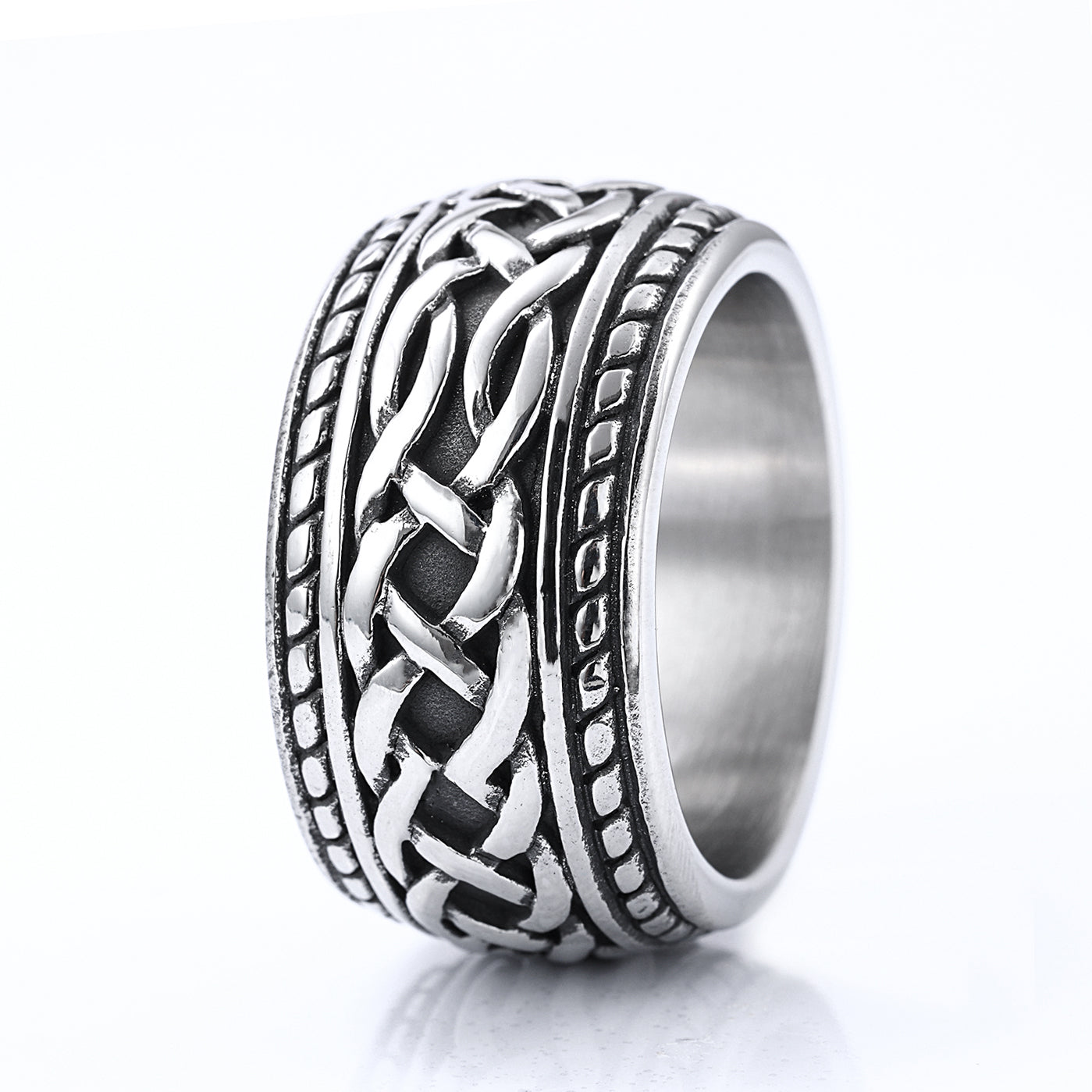 Extra Wide Celtic Knot and Rope Edged Ring