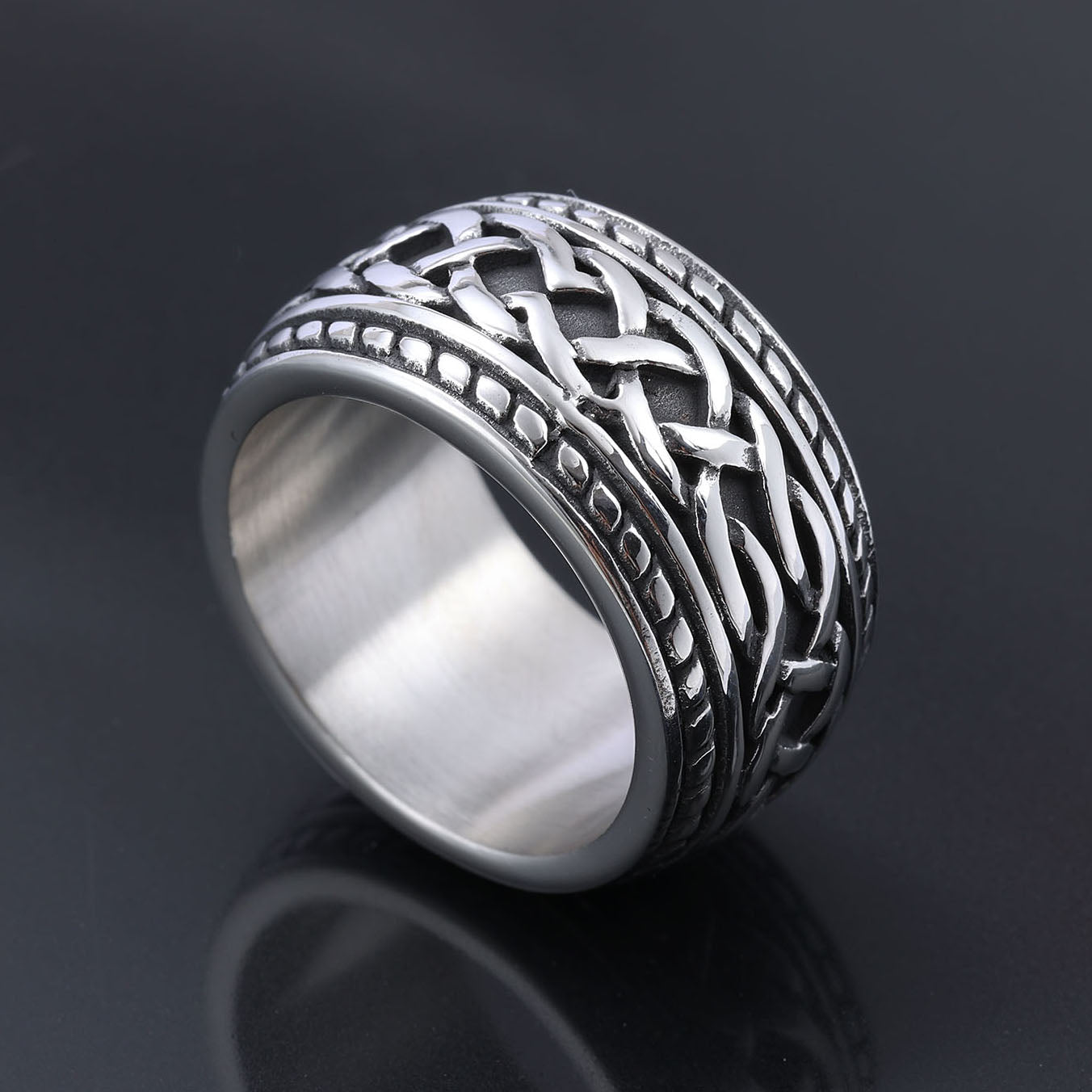 Extra Wide Celtic Knot and Rope Edged Ring