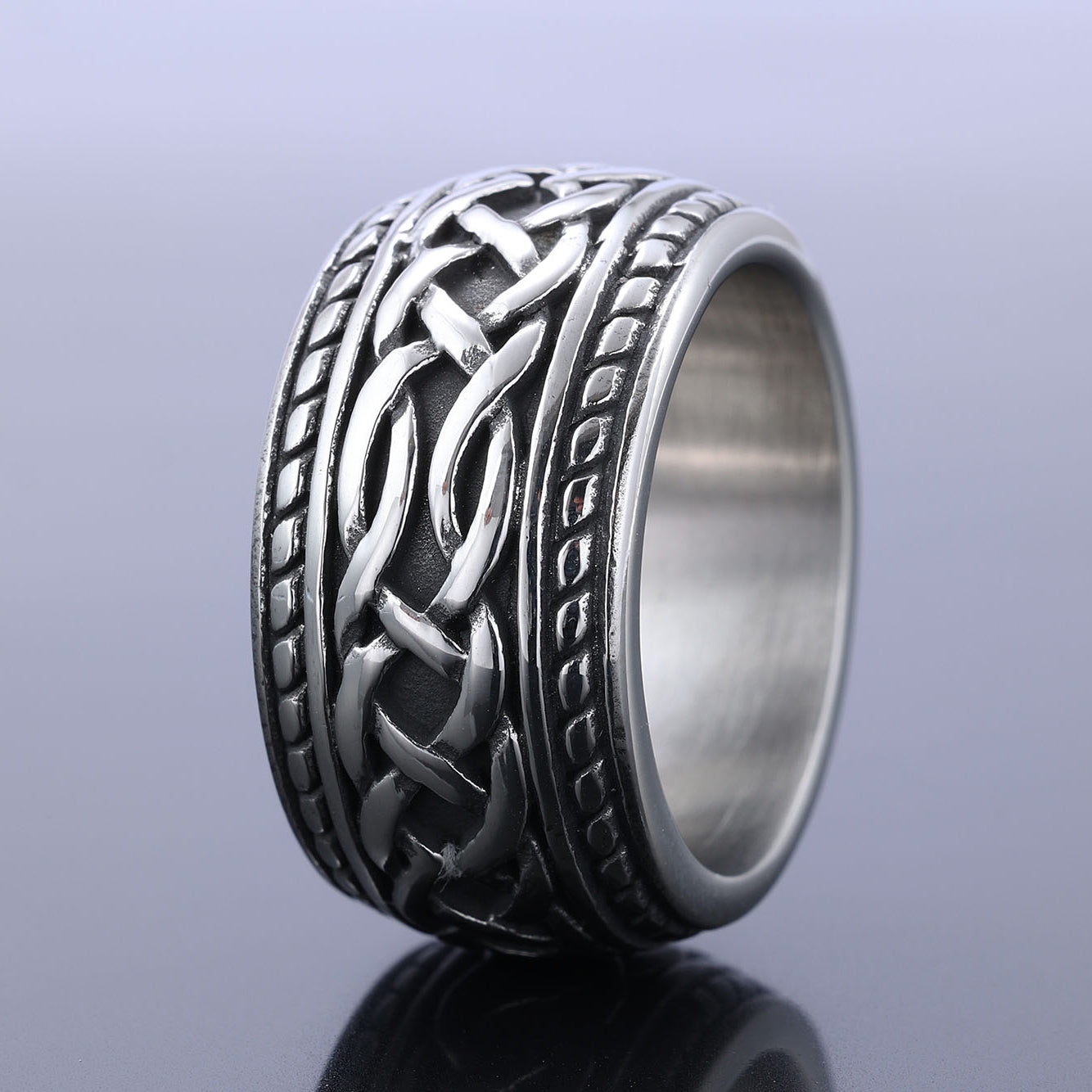 Extra Wide Celtic Knot and Rope Edged Ring