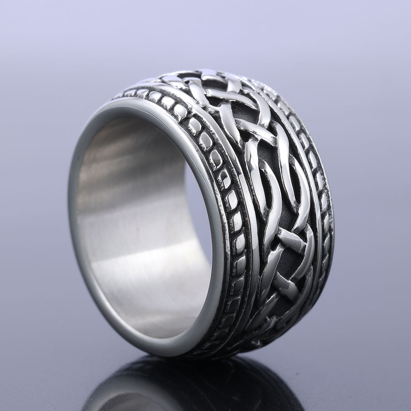 Extra Wide Celtic Knot and Rope Edged Ring